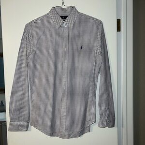Ralph Lauren Blue and White Checkered Button Down Shirt